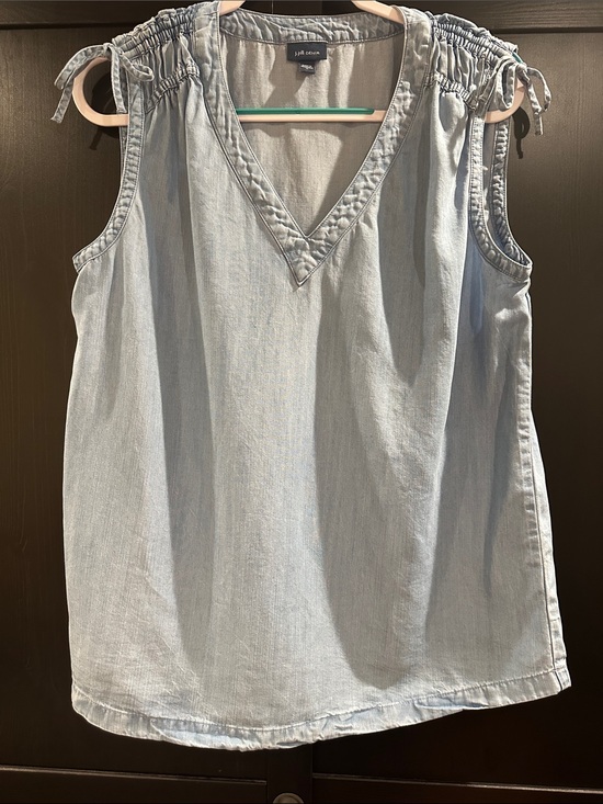 J. Jill Tops - J. Jill Light Chambray V-Neck Tank with Tie Shoulders